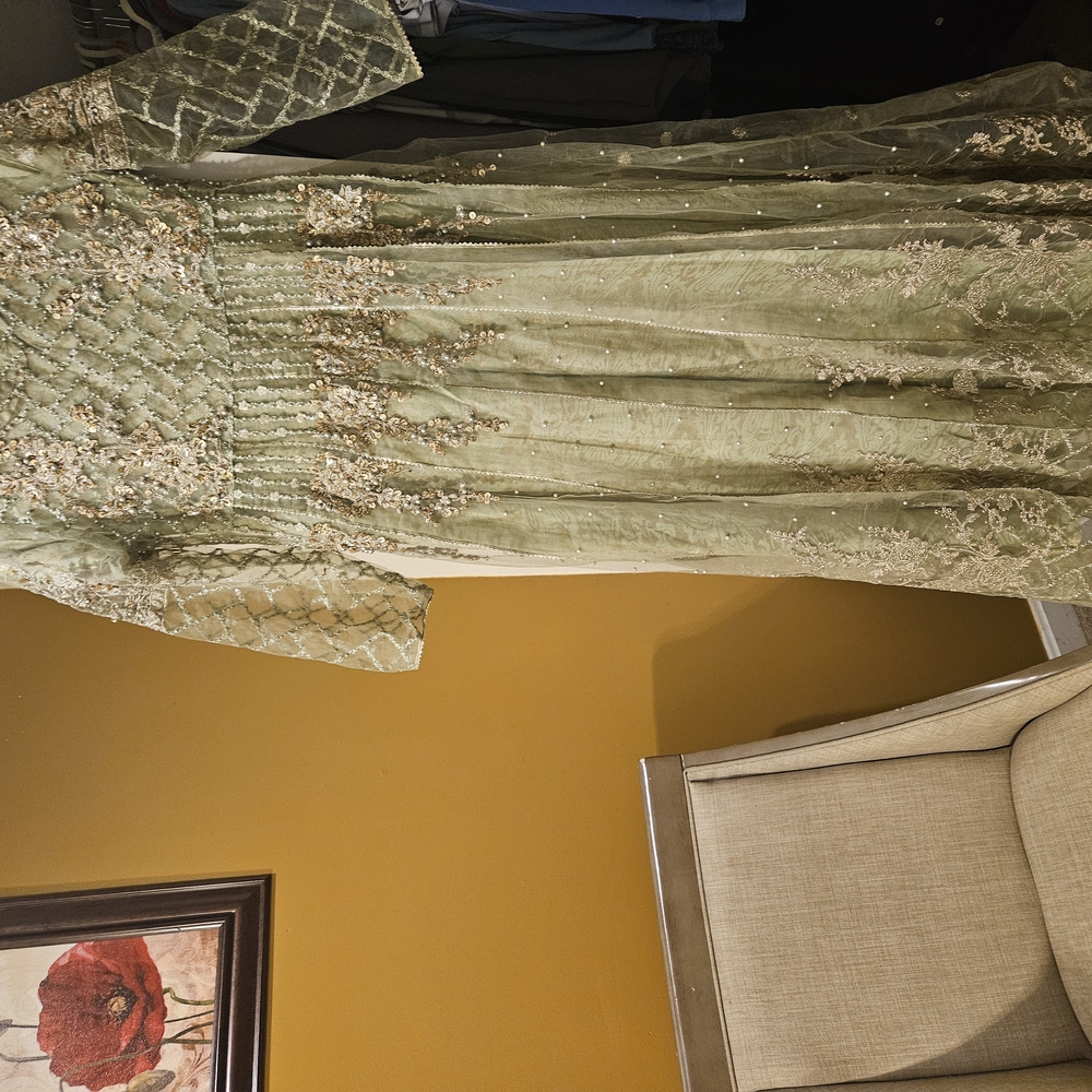 Elegant Green Embroidered Gown